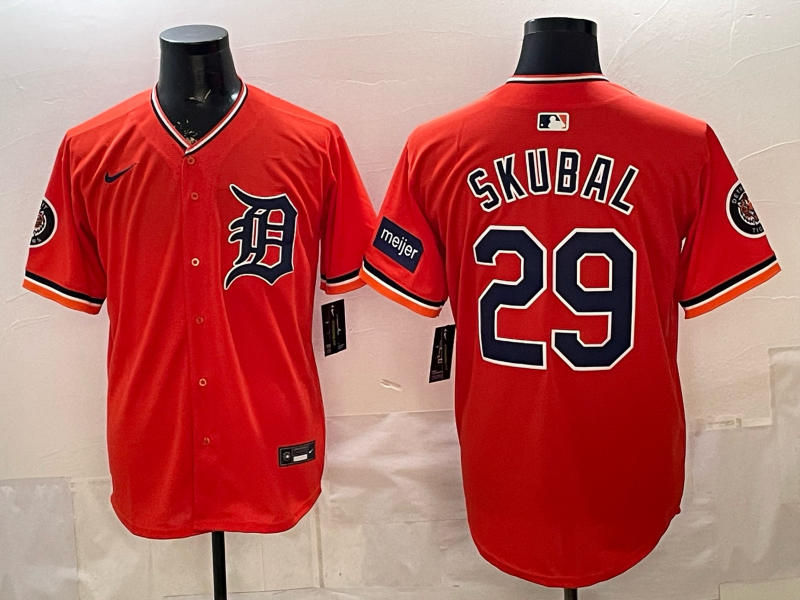 Men Detroit Tigers #29 Skubal orange Game Nike MLB Jersey 20260320005->->MLB Jersey